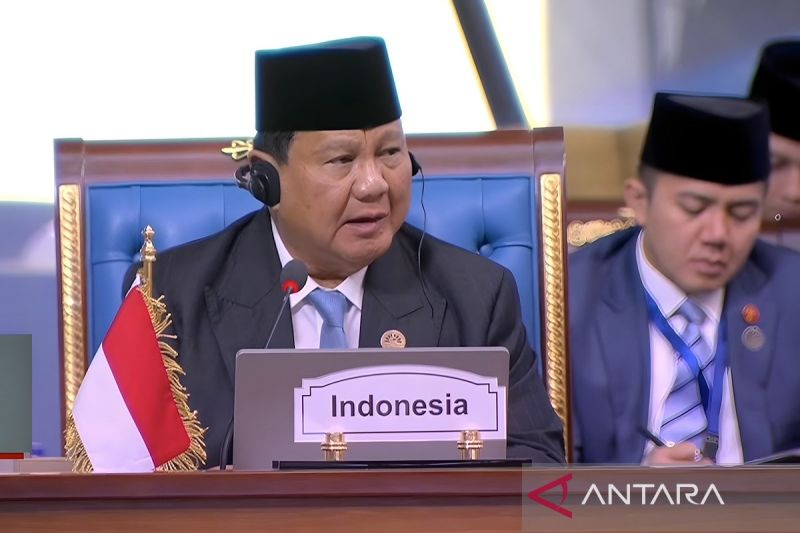 Presiden Prabowo Subianto (kiri) dan Seskab Teddy Indra Wijaya (kanan) di KTT ke-11 Developing Eight (D-8) di Kairo, Mesir, Kamis (19/12/2024). ANTARA/HO-Biro Pers Setpres/am.)