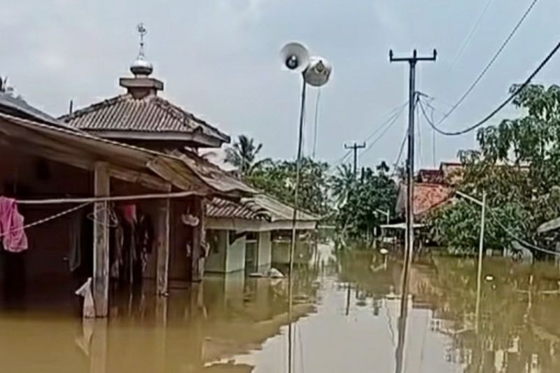 Banjir di Desa Karangligar Karawang. (ANTARA/HO-Petugas BPBD)