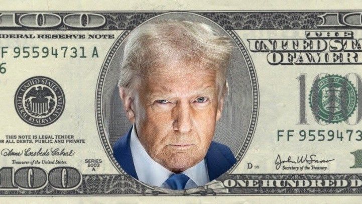 Ilustrasi dolar bergambar muka Donald Trump. Sumber: https://x.com/RepBrandonGill