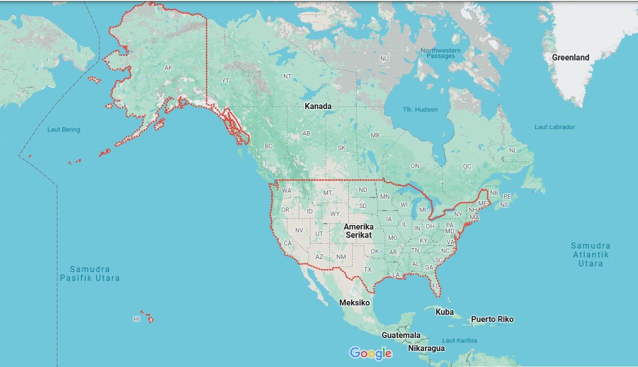 Peta Amerika Serikat. Sumber: Google Maps
