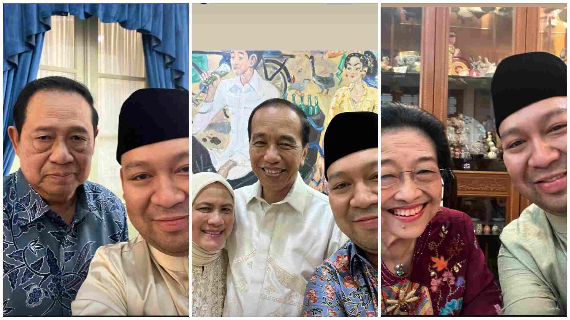 Didit, putera Prabowo, berfoto bersama SBY, Jokowi, dan Megawati, saat merayakan Idulfitri 1446 H, Senin (31/3/2025). (dok. Istimewa)