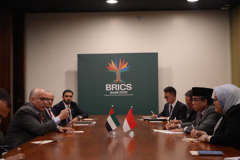 Menteri Ketenagakerjaan (Menaker) Yassierli dalam pertemuan BRICS Labour Employment Ministers' Meeting (LEMM) di Brasilia, Brazil, Jumat (25/4/2025). (ANTARA/HO/Kemnaker RI)