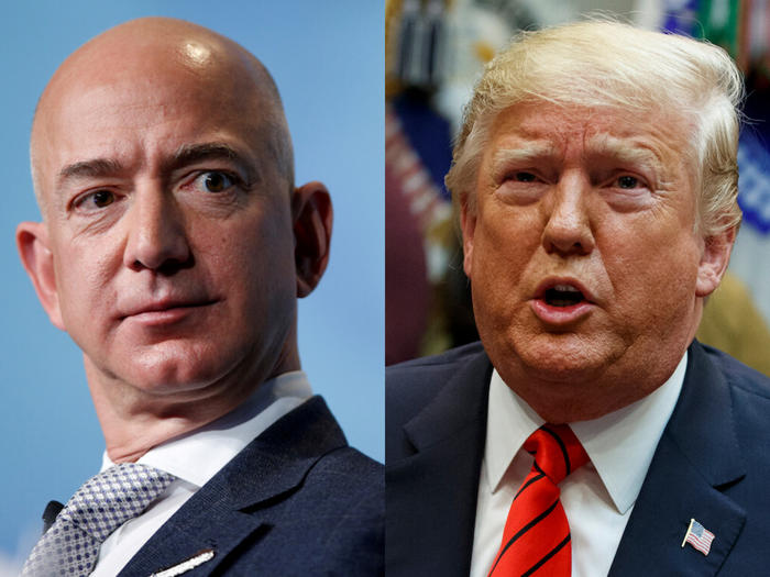 Jeff Bezos dan Donald Trump. Foto: Istimewa